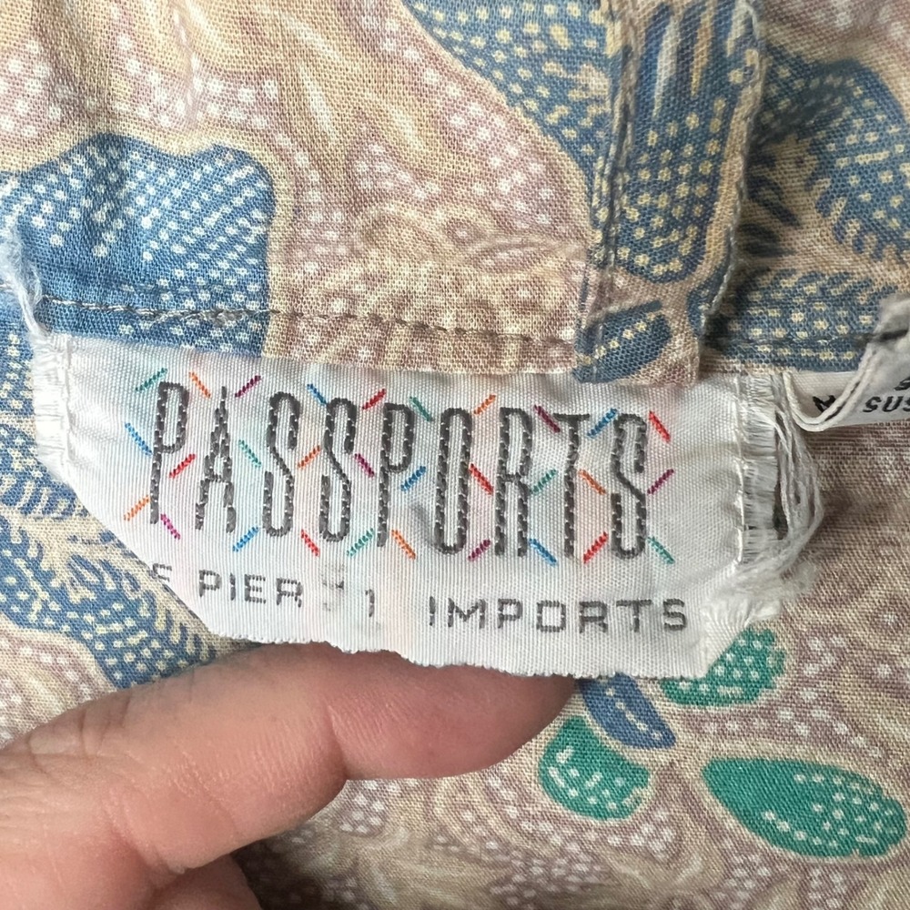 Pier 1 Passport Women's Floral Kimono Robe Duster One Size Beige Blue VTG - Picture 4 of 7